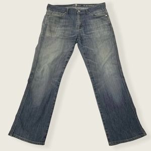 7 For All Mankind Mens 33x28 Boot Cut "A" PKT Denim Blue Jeans Light Wash 7FAM